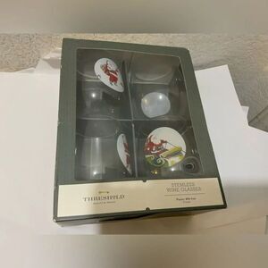 Set 4 NEW Threshold Stemless Wine Glasses SANTA CLAUS Plastic BPA Free CHRISTMAS